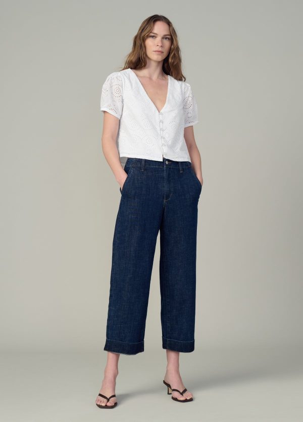 THE HALLE SHORT SLEEVE EYELET BLOUSE - Image 2