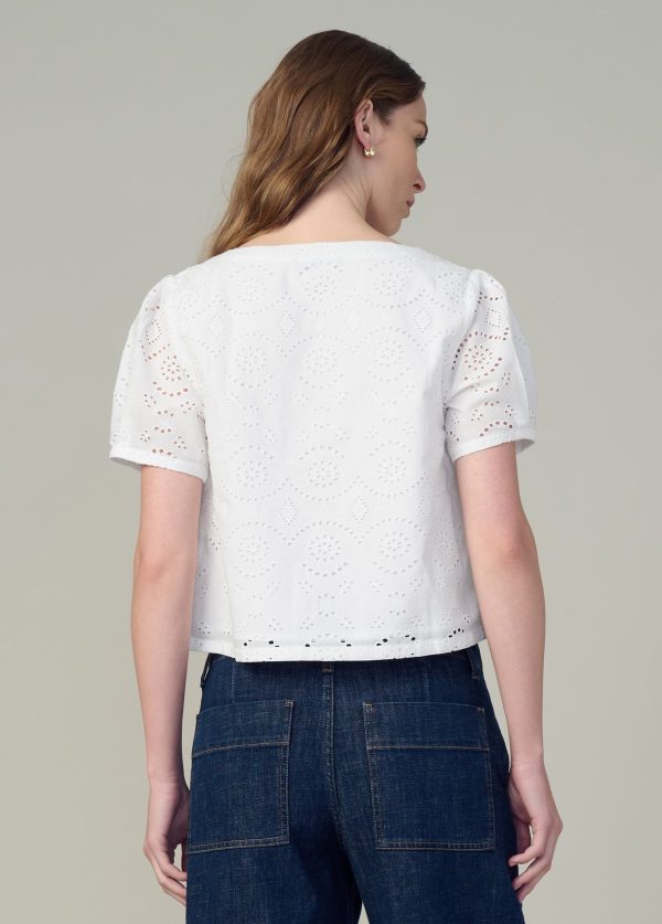 THE HALLE SHORT SLEEVE EYELET BLOUSE - Image 4