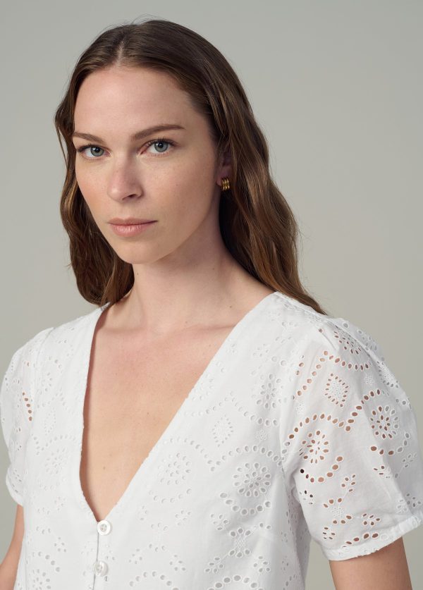 THE HALLE SHORT SLEEVE EYELET BLOUSE - Image 5
