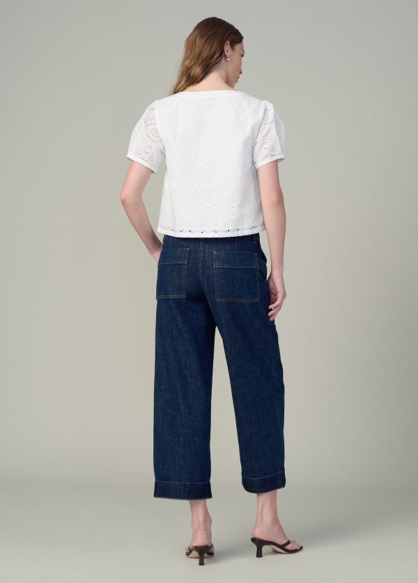 THE HALLE SHORT SLEEVE EYELET BLOUSE - Image 6